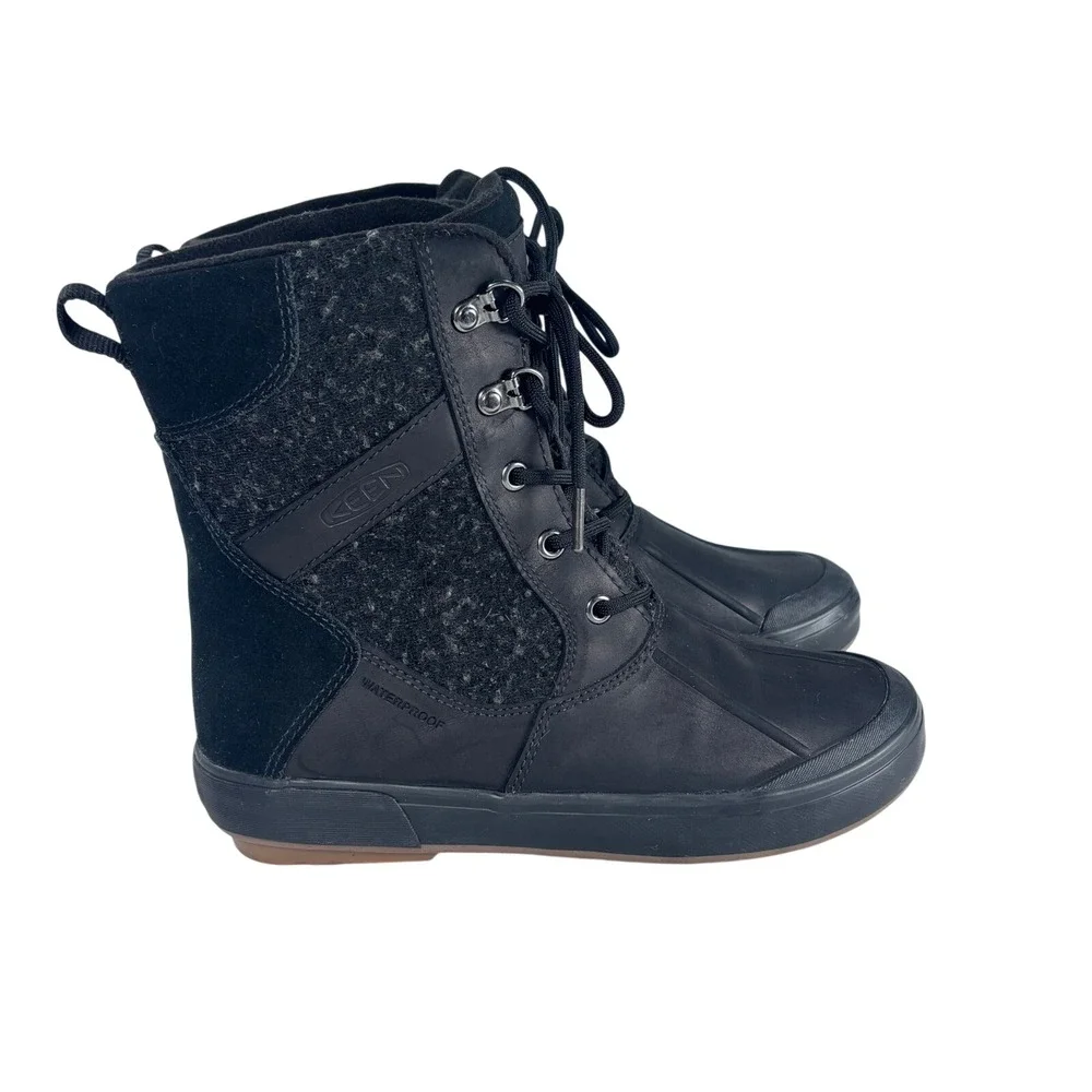 Keen Women's Elsa II Waterproof Wool‎ Ankle Lace Up Duck Boots Black Size 7.5